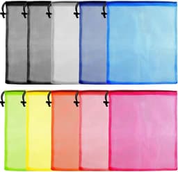 SnelShoppen - 10 Stuks Trekkoord Mesh Zakken Waszakken Nylon Opbergzakken Kleurenset Voor Sport, Reizen en Thuisgebruik — thumbnail 1