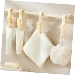 Wasknijpers Met Clips - Washaken Hanger - Kleding Drogen - Zware Dienst - 12.50X3.50X2.00CM - Beige — thumbnail 2
