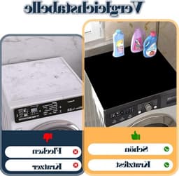 Zachte en op maat te snijden wasmachineafdekking 60 x 60 cm, antislip, universeel voor wasmachine en droger, zwart, ideaal voor badkamer en keuken — thumbnail 4