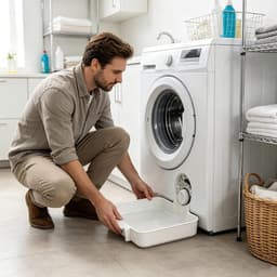 1 Pack Wasmachine Lekbak - Lekvrij Filter Reinigingsgereedschap - Wasmachine Afvoerbak - Afvoerbak Herbruikbare Watercollector - Gemakkelijk schoon te maken Plastic - Overloop - Afvoerbak - Wit - 18*18*7cm — thumbnail 3