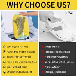 Schoenwaszak voor wasmachine – 360° schoenreiniger met YKK-ritssluiting – herbruikbare waszak voor sneakers, beschermt tegen vervorming en slijtage – 2 stuks (geel) — thumbnail 2