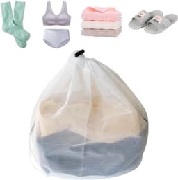 Waszakken met trekkoord, fijn net voor wasmachine, kleding, beddengoed, tafelkleden, gordijnen — thumbnail 5