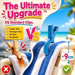 15 strandhanddoekclips, grote handdoekklemmen voor strandstoel en zwembadstoel, stevige clips voorkomen dat handdoeken wegwaaien door de wind, 5 kleuren — thumbnail 2
