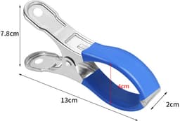 20 roestvrijstalen zwembadafdekkingclips - wasknijpers - geschikt voor zwembaden op grondniveau - windbestendige clips - voor zwembadafdekkingen, dekens en kleding op grondniveau - zilver/blauw - 13*7,8*2 cm — thumbnail 5