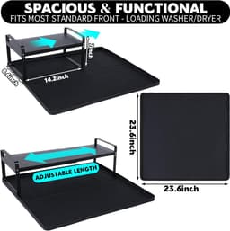 Wasmachine aanrecht - Droger plank - Wasruimte organiseren - Met opbergruimte - 36 x 22 x 18 cm - Zwart — thumbnail 4
