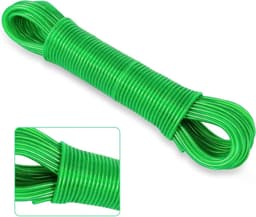 Waslijn met Staalkern - Kledinglijn Touw - Buiten Drogen - Roestvrij Waterdicht - 30 meter - Groen — thumbnail 1