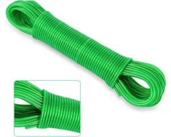 Waslijn met Staalkern - Kledinglijn Touw - Buiten Drogen - Roestvrij Waterdicht - 30 meter - Groen