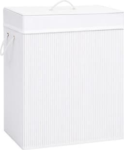 vidaXL - Wasmand - met - 2 - vakken - 100 - L - bamboe - wit — thumbnail 1