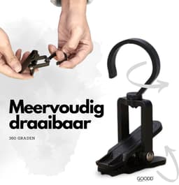 GOODD® - Wasknijpers - Knijpers - 10 STUKS - Met haak - Zwart - Droogrek knijpers - Wasrek knijpers — thumbnail 4