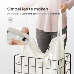 Falmora Grid Wasmand – Roestvrij Staal – Uitneembare Waszak – Wit — thumbnail 4