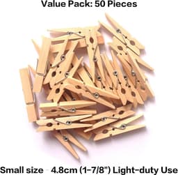 Houten Knijpers Klein (4,8 cm) - Decoratieve Waslijn Pinnen voor Knutselen en Decoratie - 50 Stuks — thumbnail 3
