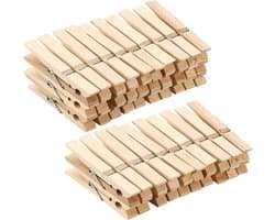50 Houten Knijpers Groot Formaat 7.3cm - Wasknijpers voor Foto's, Ambachten en Decoratie