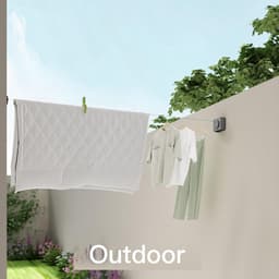 Uitrekbare Kledinglijn Binnen & Buiten – Wandbevestigde Droogrek met Roestvrij Stalen Lijn, 4,8meter (Grijs) — thumbnail 2