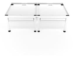 Wasophoogte® Wasmachine verhoger met lade en plateau - Dubbele wasmachine opbouwmeubel - Wasmachine sokkel - 42cm hoog - Wit - Universeel - 65*60,5 (LxB) - Inclusief wandbeugels