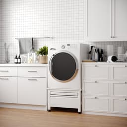 Wasophoogte® Wasmachine verhoger met lade en plateau - Wasmachine opbouwmeubel - Wasmachine sokkel - 42cm hoog - Wit - Universeel - 65*60,5 (LxB) - Inclusief wandbeugels — thumbnail 2
