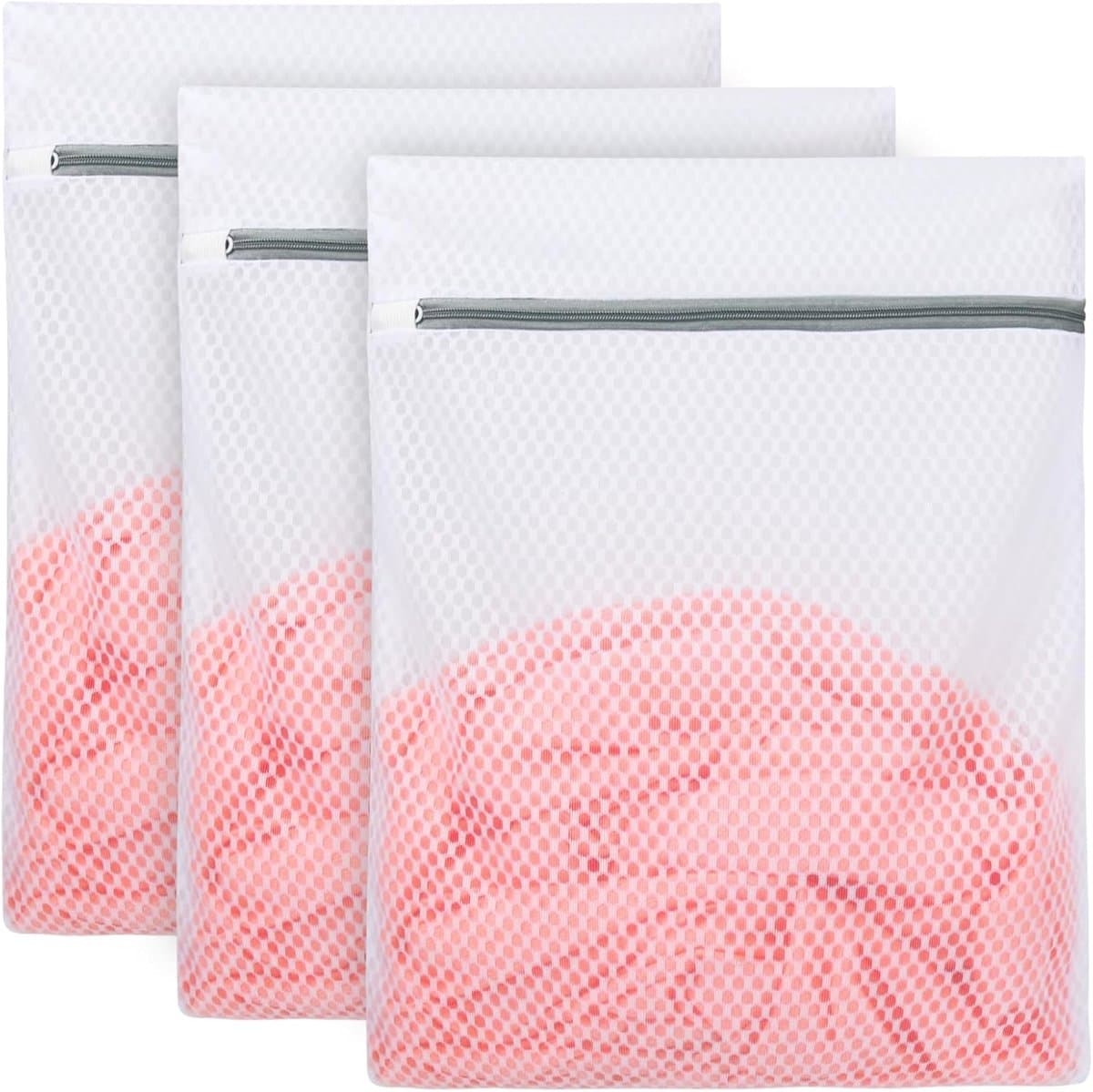 Waszakken - Wasnetten - Bescherm je Wasgoed en Wasmachine - Packing Cubes - Travel Organizer - 3 stuks - voor Wasgoed (Sokken, Lingerie & T-Shirts) - Wit — afbeelding 1
