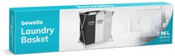 Wasmand met Stof en Vouwbaar Metalen Frame - 65 x 37 x 58 cm - 3 Compartimenten - Grijs/Zwart/Wit [BW2034C] — thumbnail 2