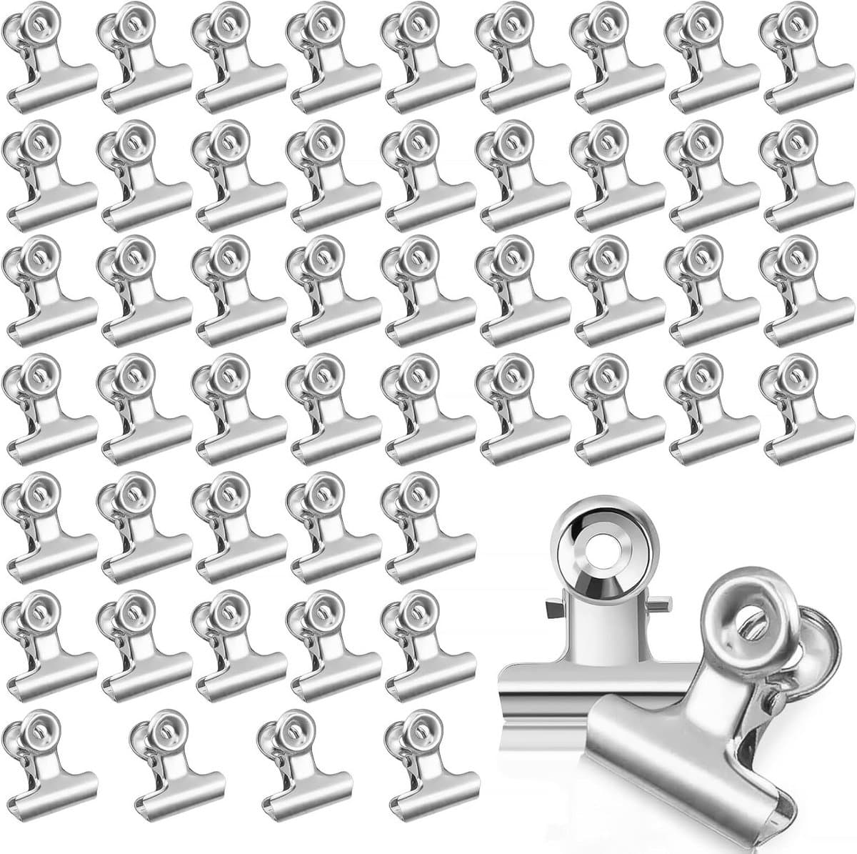 50x Kleine Bulldog Clips Zilver - Briefklemmen 22mm voor Klemmen, Tekeningen en Knutselwerk — afbeelding 1