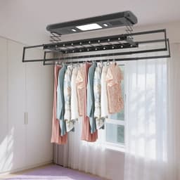 Sensova Elektrisch wasdroogrek 220V wand- en plafondmontage met afstandsbediening - Hangend roogrek met LED-verlichting - Fluisterstil 45 dB - Uitschuifbaar wanddroogrek tot 35 kg - Ruimtebesparend droogrek voor balkon en badkamer — thumbnail 1