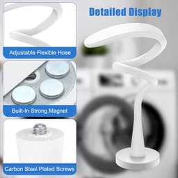 Wasmachine deurhouder - Universele - Inclusief 2 Metalen Plaatjes - Magnetische Deursteun voor Alle Wasmachines & Drogers - met 4,3 cm Magneetvoet - Magnetische deurbeugel - Verstelbaar - Voorkomt Schimmel & Geurtjes - Flexibel Rubber - Wit — thumbnail 2