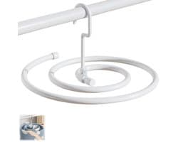 Spiraalvormig droogrek - opvouwbaar opbergrek voor beddengoed - geschikt voor het drogen van dekbedden, lakens, handdoeken en gordijnen - wit - diameter 41,8 cm - buisdikte 1,2 cm - buislengte 2,2 m — afbeelding 1