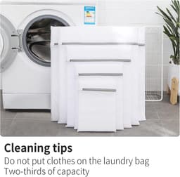 4 stuks - Waszak - Waszakken voor Wasgoed - Laundry Bag - Wasnetten - Anti-klit - Anti-vervorming - Wasmachine netzak - Fijne netzak - Huishoudelijke waszak voor overhemden - 40x50cm - Wit -voor Wasgoed (Sokken, Lingerie & T-Shirts) — thumbnail 4