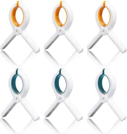 6 stuks antislip strandhanddoekclips - sterke handdoekpegs voor ligstoelen - strandstoelclips met koord voor zwembad en waslijn — thumbnail 1