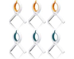 6 stuks antislip strandhanddoekclips - sterke handdoekpegs voor ligstoelen - strandstoelclips met koord voor zwembad en waslijn