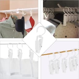 Sokkenclips - 10 stuks - Sokkenhouders - 360° draaibare clips - Plastic - Droogrek tegen verlies - Sokkendroogclips - Antislip draagbare clips - Clip voor reishoed,sjaal, sokken - Wit — thumbnail 4