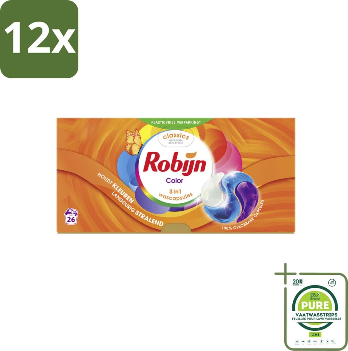 Robijn – 3-in-1 Wascapsules – Color - 26 Capsules - Voordeelverpakking - 12 stuks - Kleurverzorging - Wascapsules — afbeelding 1