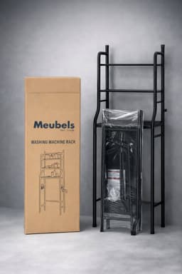 MeubelsvanJoep wasmachine ombouw rek zwart 159 x 67 x 25 cm - Wasmachine rek met opbergruimte zwart - Wasmachine rek bovenlader zwart - Wasmachine rek voorlader zwart - Toilet kast - Wc meubel - Wc kast — thumbnail 2
