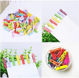 Kleurige Spelden met Houten Klemmen - 50 Stuks Klipjes voor Creatief Gebruik — thumbnail 3