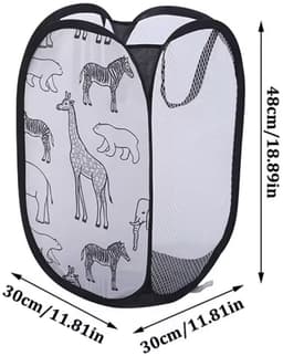 Opvouwbare Wasmand met Dierenprint – 48×30×30 cm – Mesh Wasmand – Lichtgewicht en Ventilerend – Wasmand Kinderen - H4.1 — thumbnail 3