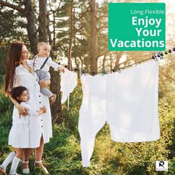 Droogrek en elastische waslijn voor camping en reizen - 4m intrekbare reiswaslijn met 12 wasknijpers voor outdoor en vakantie — thumbnail 3