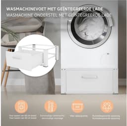 VIN® Wasmachine Verhoger - Wasmachine Verhoger met Lade - Wasmachine Sokkel Met Laadcapaciteit tot 150 KG - Wasmachine Kast - Wasmachine Ombouw – Wasmachineverhoger - 63 x 54 cm - Wit — thumbnail 3