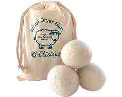 Elicious® - Ecologische Droger Ballen Wol - Wasdrogerballen - Droogballen Voor Snellere Droogtijd - 6 Stuks - Energiebesparend - Duurzaam - Duurzame Drogerballen - Wasbollen - Herbruikbare Drogerbollen - Wasverzachter - Zero Waste - 100% Merinowol — afbeelding 1