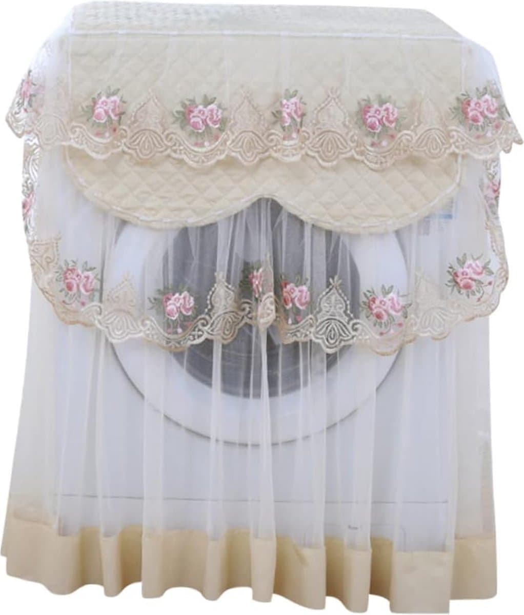Wasmachine hoes - Droogmolenhoezen - Wasmachine beschermer - Wasmachine cover - Wasdroger beschermhoes - Droogcombinatiehoes - rol stofkap - 60 * 60 * 85 CM - kant ruche bloemen - Voor De Meeste Voorlader Wasmachines En Buitendrogers — afbeelding 1