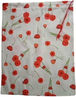 Bluvardi Katoenen waszak -Heavy Duty XXL- met trekkoord - red flowers — thumbnail 3