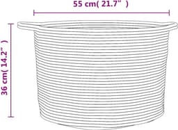 vidaXL - Wasmand - Ø - 55x36 - cm - katoen - bruin - en - wit — thumbnail 2
