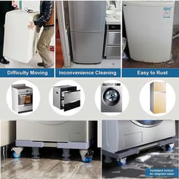 Verstelbare Wasmachine Verhoger 41cm-64cm - Met 4 Paar Zwenkwielen En 4 Stelpoten - Geschikt Voor Grote Wasmachines Wasmachine verhoger — thumbnail 2