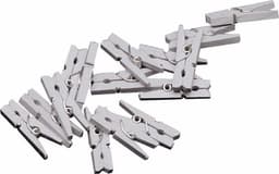 Mini knijpertjes - 20x st - zilver - 2 cm - hout - knijpers - miniknijpers - kleine wasknijpers - voor kaarten - hobby — thumbnail 1