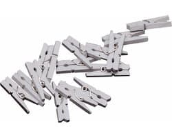 Mini knijpertjes - 20x st - zilver - 2 cm - hout - knijpers - miniknijpers - kleine wasknijpers - voor kaarten - hobby