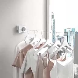 Waslijn Uitschuifbare - 5.1m Roestvrij Staal, Onzichtbare Waslijn voor Binnen/Buiten voor Handdoeken & Dekbedden, Perfect voor Huurkamers & Balkons- kleur zwart — thumbnail 5
