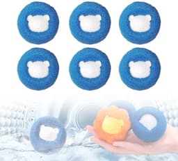 6-stuks wasballen - Droogballen - Herbruikbaar - Haarverzamelaar - Wasmiddel voor ontharing - Huisdierhaarverwijderaar - Antiklit adsorptie ontharingsbal voor kleding - Geschikt voor kleding, honden, katten en huisdieren - Blauw — thumbnail 1