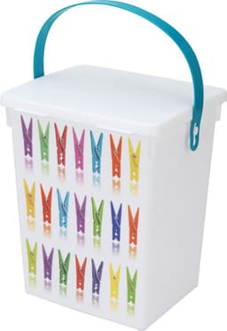 Wasknijper bewaarboxen turquoise hengsel - 5 liter - 23 x 18 cm - Wasknijpers opbergen - Wasknijperboxen - Wasknijperdozen — thumbnail 2