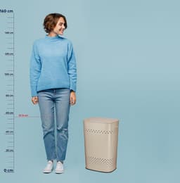 Wasmand, Met Zitdeksel, 60 L, RVS met Poedercoating, Beige - Kela | Malaga — thumbnail 3