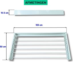 Luxirack Wanddroogrek - Wit - 100 cm - 6m Drooglengte - Incl. Boormal - Droogrek Inklapbaar - Wasrek Hangend - Uitklapbaar - Muur - Ophangbaar — thumbnail 3