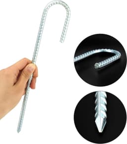 10X 30cm ø 8mm massief stalen grondankerharingen - extreem stabiel - verankeren kastelen hekken - trampolines dekzeilen tenten netten — thumbnail 3