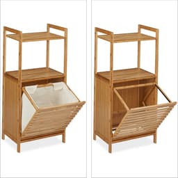 Praktisch badkamerrek met wasmand - 2in1 - bamboe - 100 x 45.5 x 33.5 cm — thumbnail 2