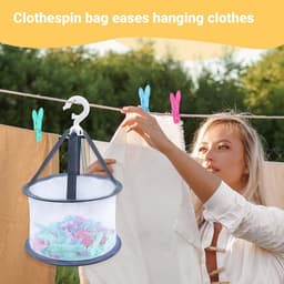 48 Wasknijpers - Kledingklemmen Set - Kleding Drogen - Met Opbergmand - 48 Stuks - Meerkleurig — thumbnail 2